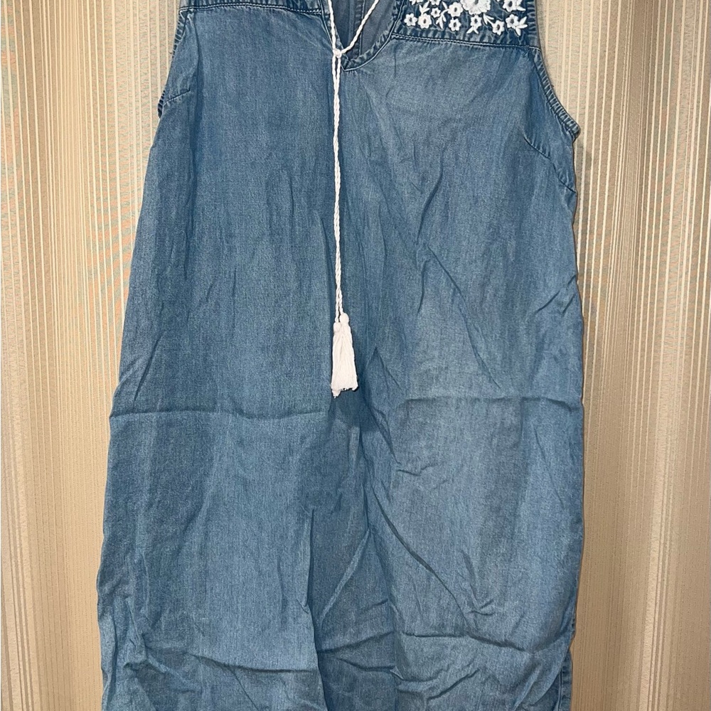 Gap UltraSoft Denim Floral Popover Mini Dress